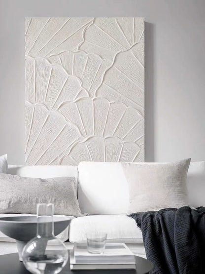 Serene White Petals: Elegant Oil Painting for Contemporary Home Decor