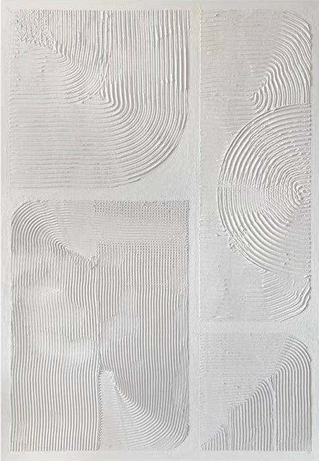 Abstract White Textured Oil Painting for Modern Home Decor