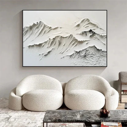 Textured Mountain Landscape Oil Painting for Modern Home Decor