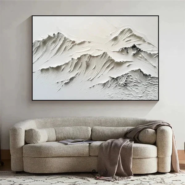 Textured Mountain Landscape Oil Painting for Modern Home Decor