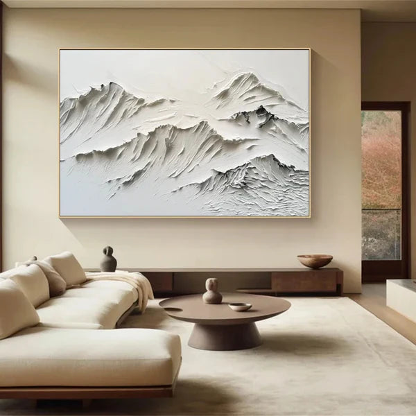 Textured Mountain Landscape Oil Painting for Modern Home Decor