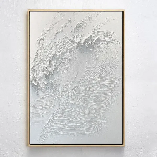 Abstract Ocean Waves Textured Oil Painting for Coastal Home Decor