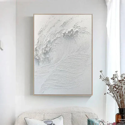 Abstract Ocean Waves Textured Oil Painting for Coastal Home Decor
