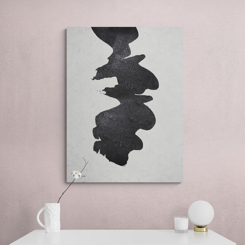 Abstract Black and White Oil Painting – Modern Home Decor Art