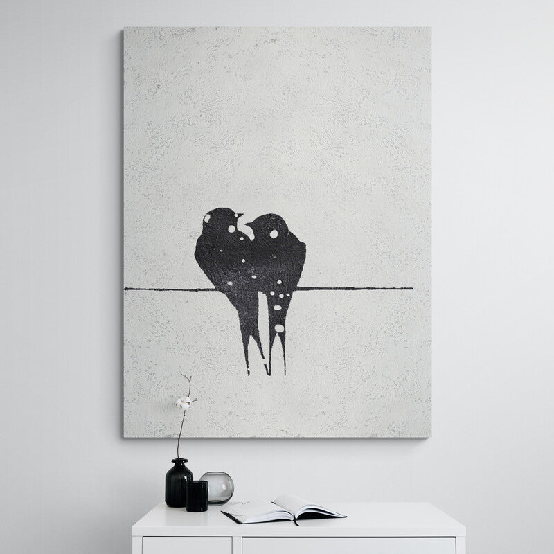 Romantic Lovebirds Oil Painting for Elegant Home Décor