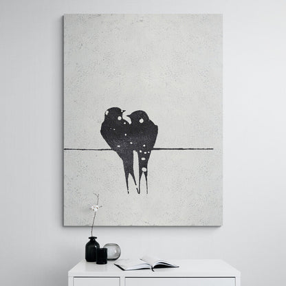 Romantic Lovebirds Oil Painting for Elegant Home Décor
