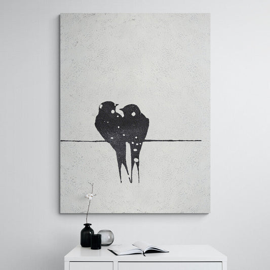 Romantic Lovebirds Oil Painting for Elegant Home Décor