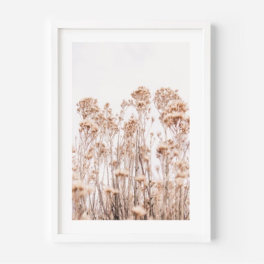 Delicate Wildflowers in Soft Beige Tones - Artistic Oil Painting for Home Decor