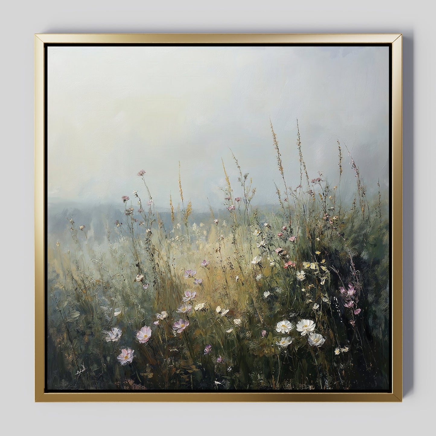Serene Wildflower Landscape Oil Painting for Home Decor and Wall Art