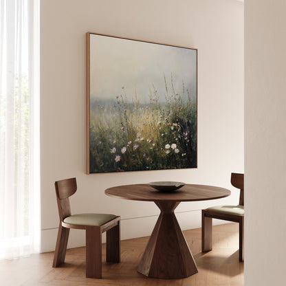 Serene Wildflower Landscape Oil Painting for Home Decor and Wall Art