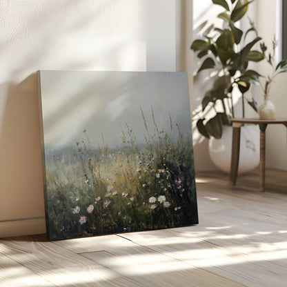Serene Wildflower Landscape Oil Painting for Home Decor and Wall Art