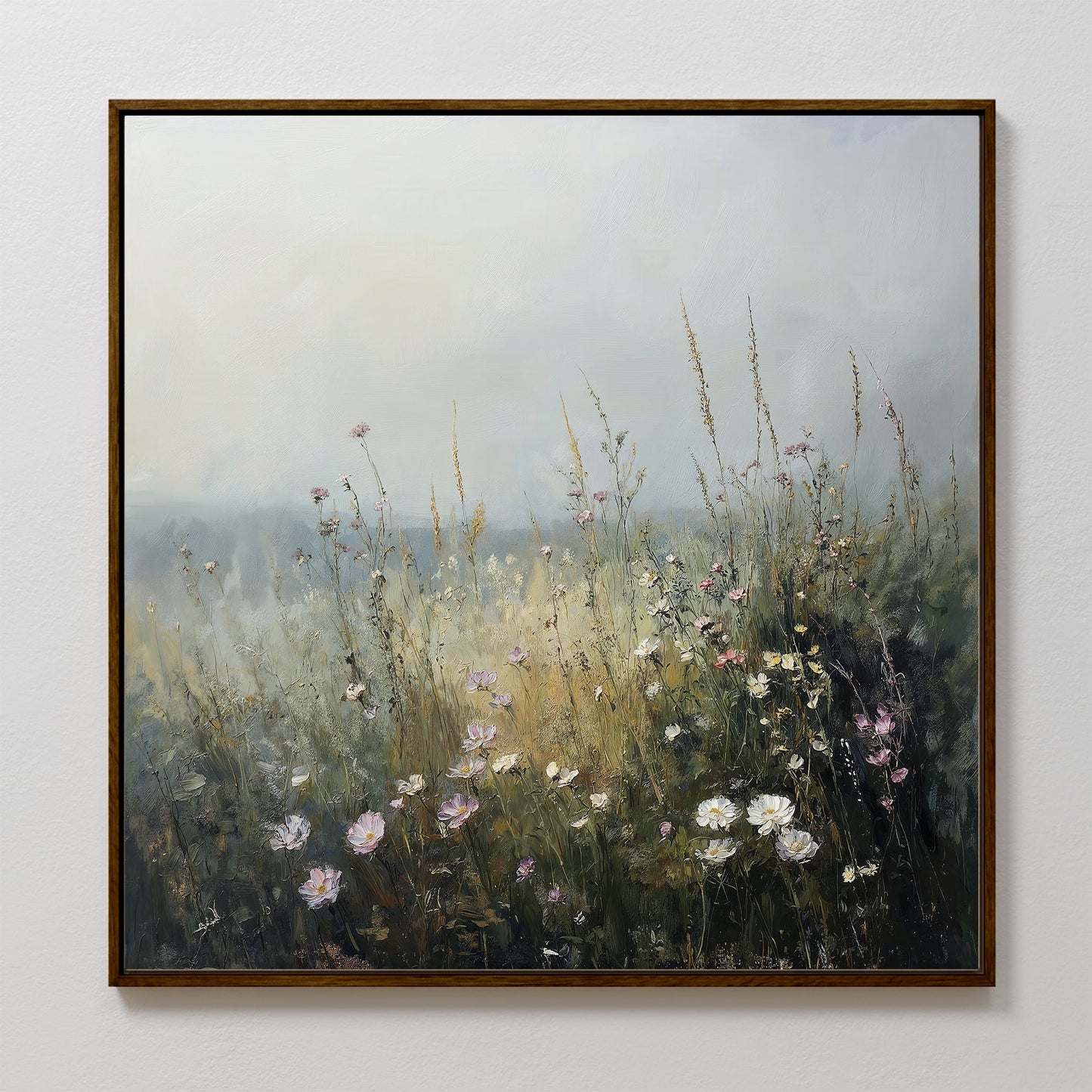 Serene Wildflower Landscape Oil Painting for Home Decor and Wall Art