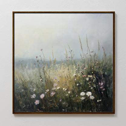 Serene Wildflower Landscape Oil Painting for Home Decor and Wall Art