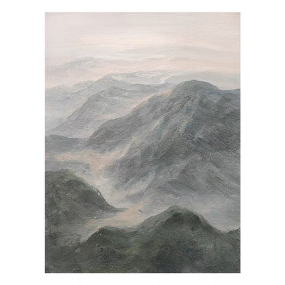 Serene Misty Mountainscape Oil Painting for Elegant Home Décor