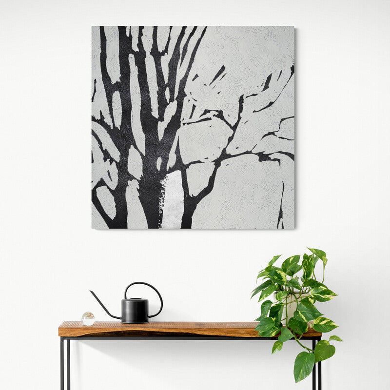 Elegant Cedar Tree Abstract Oil Painting for Modern Home Decor