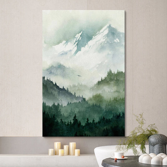 Serene Mountain Forest Oil Painting for Modern Home Decor