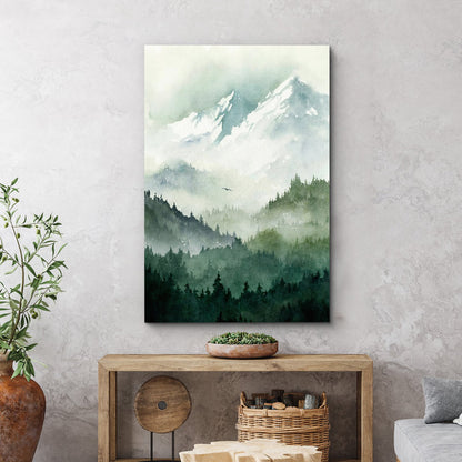 Serene Mountain Forest Oil Painting for Modern Home Decor
