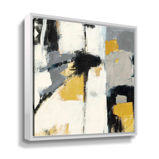 Abstract Yellow Black and White Canvas Art for Modern Home Decor
