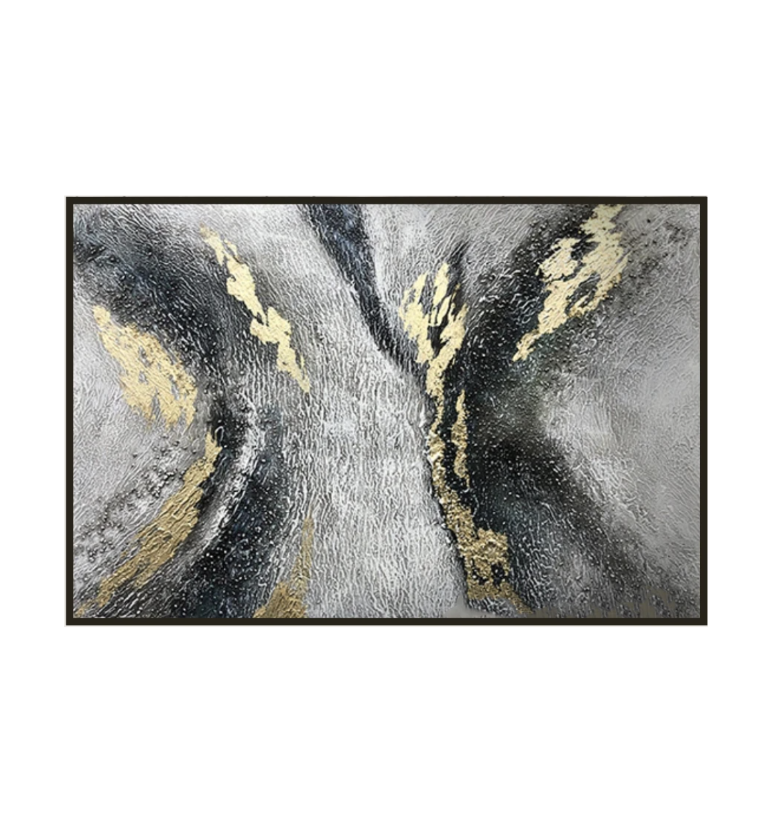 Abstract Black and Gold Zebra-Inspired Oil Painting for Modern Home Decor