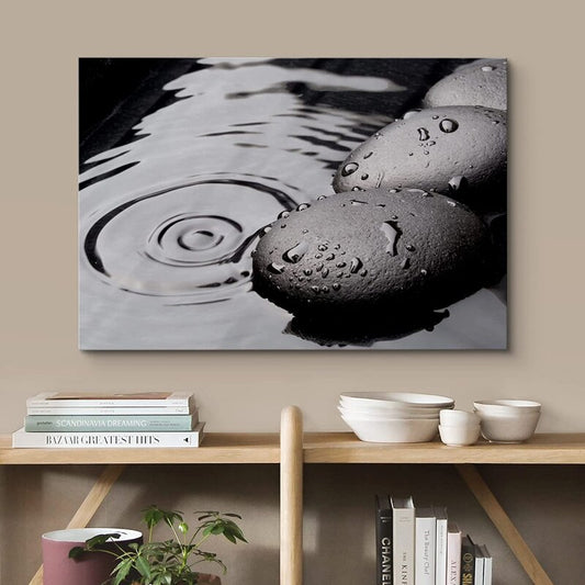 Serene Zen Stones Canvas Art - Tranquil Water Ripples for Spa-Inspired Decor