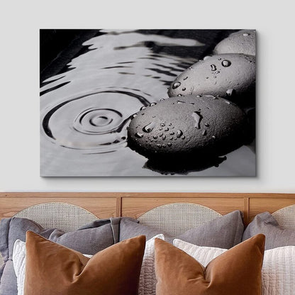 Serene Zen Stones Canvas Art - Tranquil Water Ripples for Spa-Inspired Decor