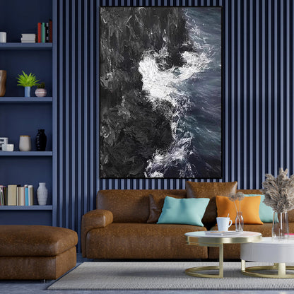 Dynamic Ocean Waves Abstract Oil Painting for Modern Home Decor