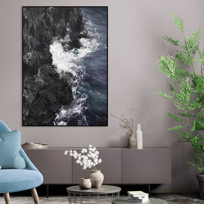 Dynamic Ocean Waves Abstract Oil Painting for Modern Home Decor