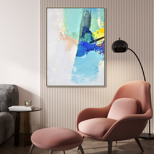 Abstract Coastal Serenity: Vibrant Oil Painting for Home Decor