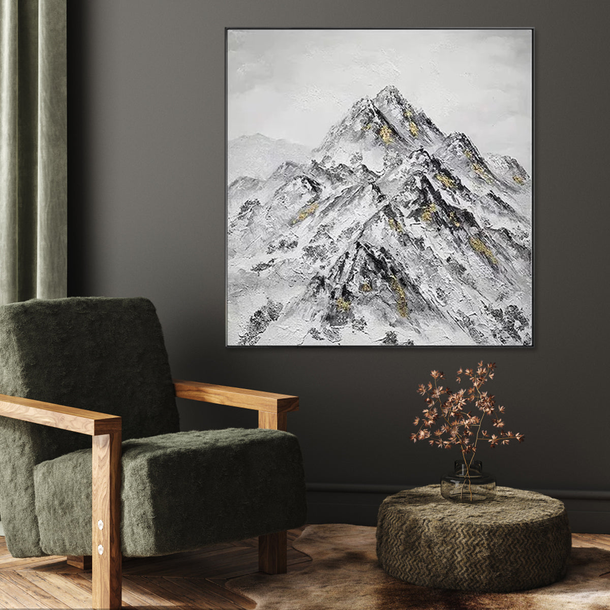 Majestic Mountainscape Oil Painting for Serene Home Décor