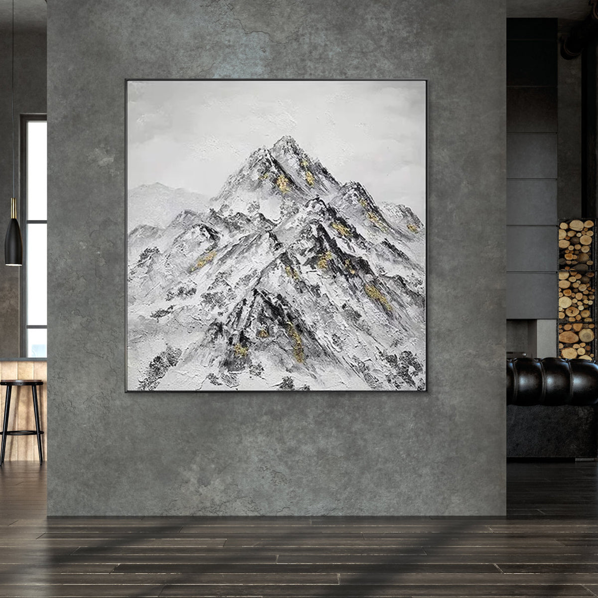 Majestic Mountainscape Oil Painting for Serene Home Décor