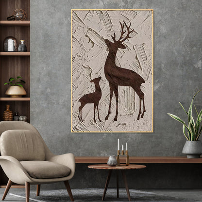 Elegant Deer Silhouette Oil Painting for Nature-Inspired Home Decor