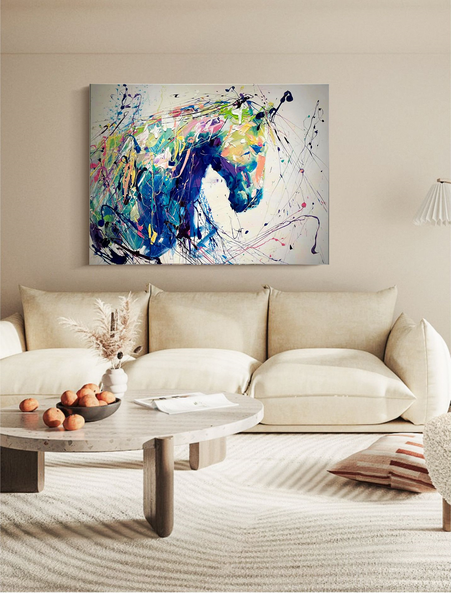 Vibrant Horse Oil Painting – Abstract Animal Art for Home Decor