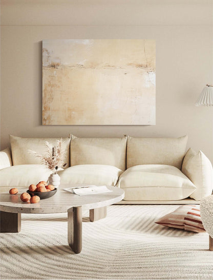 Elegant Neutral Minimalist Oil Painting for Contemporary Home Decor