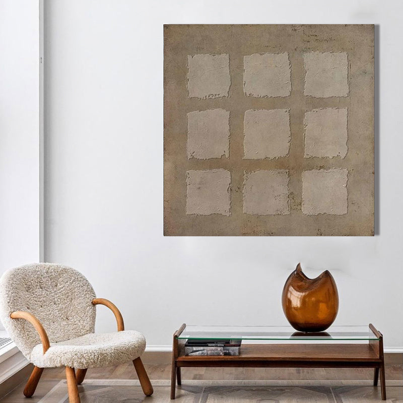 Serene Wabi-Sabi Minimalist Oil Painting for Modern Home Decor