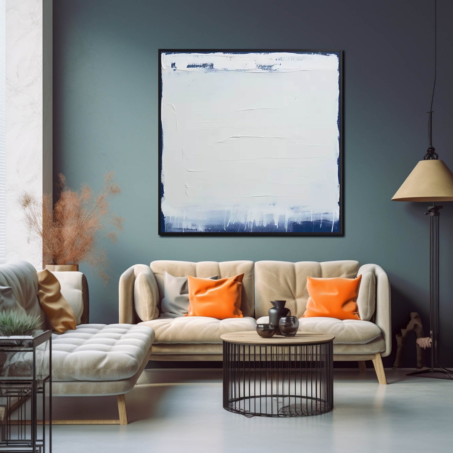 Serene Minimalist Oil Painting for Modern Home Decor and Artistic Spaces