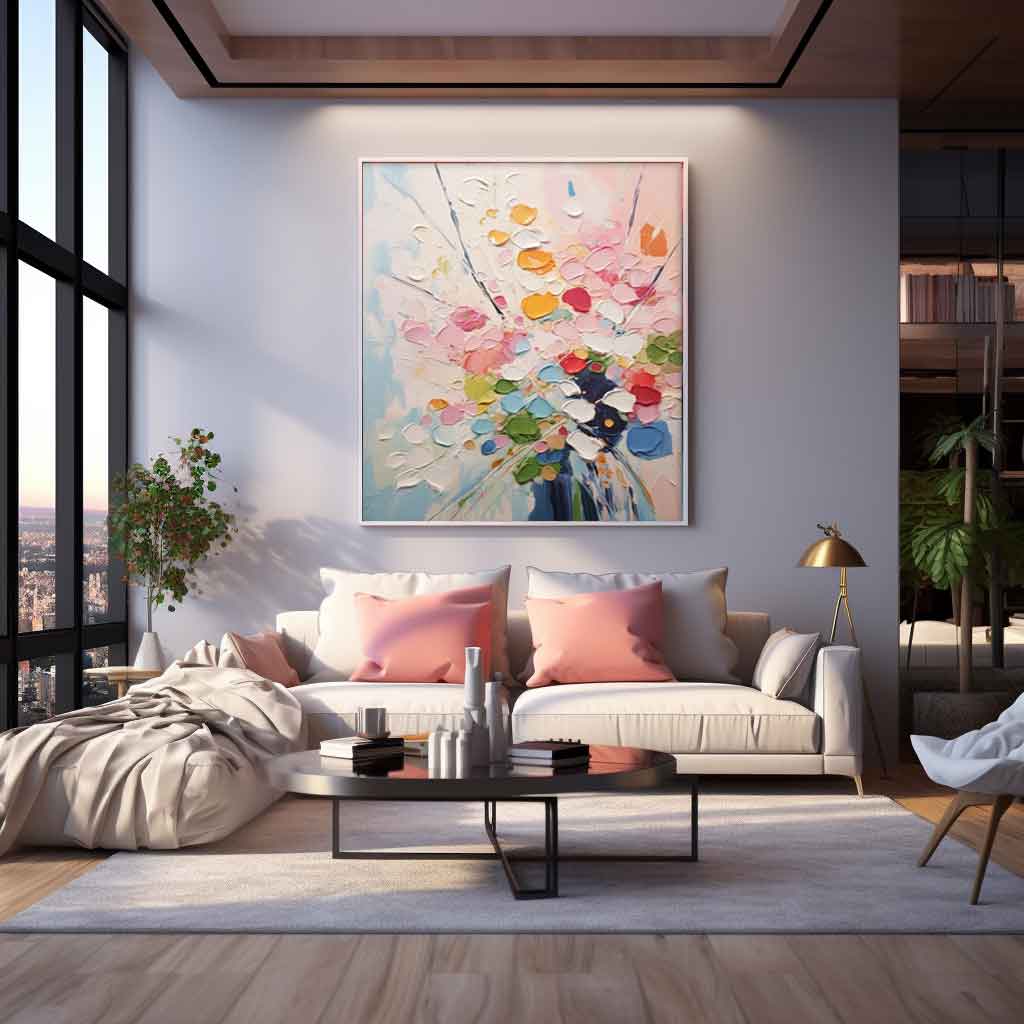 Vibrant Floral Abstract Oil Painting for Modern Home Decor