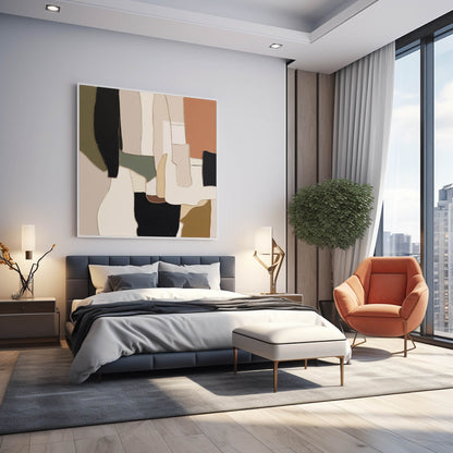Contemporary Abstract Oil Painting with Earthy Tones for Modern Home Décor