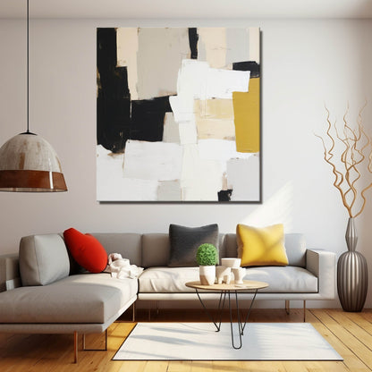 Contemporary Abstract Oil Painting with Bold Textures and Earthy Tones