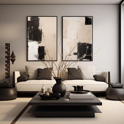 Contemporary Monochrome Oil Painting for Modern Home Decor and Minimalist Aesthetic