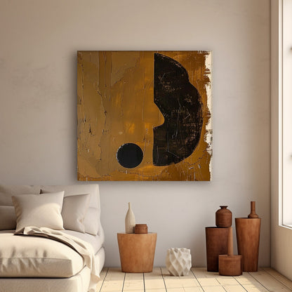 Abstract Minimalist Oil Painting with Geometric Shapes for Modern Decor
