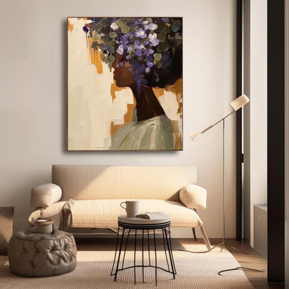 Elegant Floral Portrait Oil Painting for Home Decor and Art Lovers