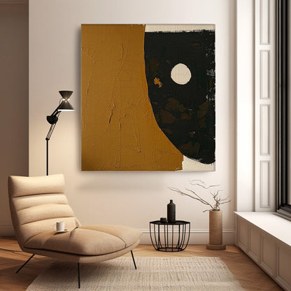 Abstract Minimalist Oil Painting with Earthy Tones and Geometric Design