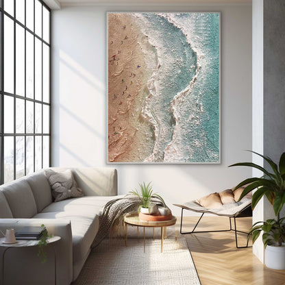 Stunning Beach Scene Oil Painting for Coastal Home Decor