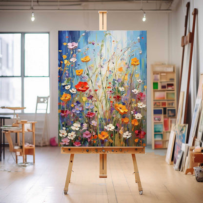 Vibrant Floral Oil Painting for Colorful Home Decor and Artistic Wall Art