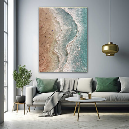 Stunning Beach Scene Oil Painting for Coastal Home Decor