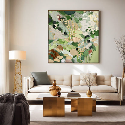 Delicate Floral Oil Painting for Elegant Home Decor in Soft Green Tones