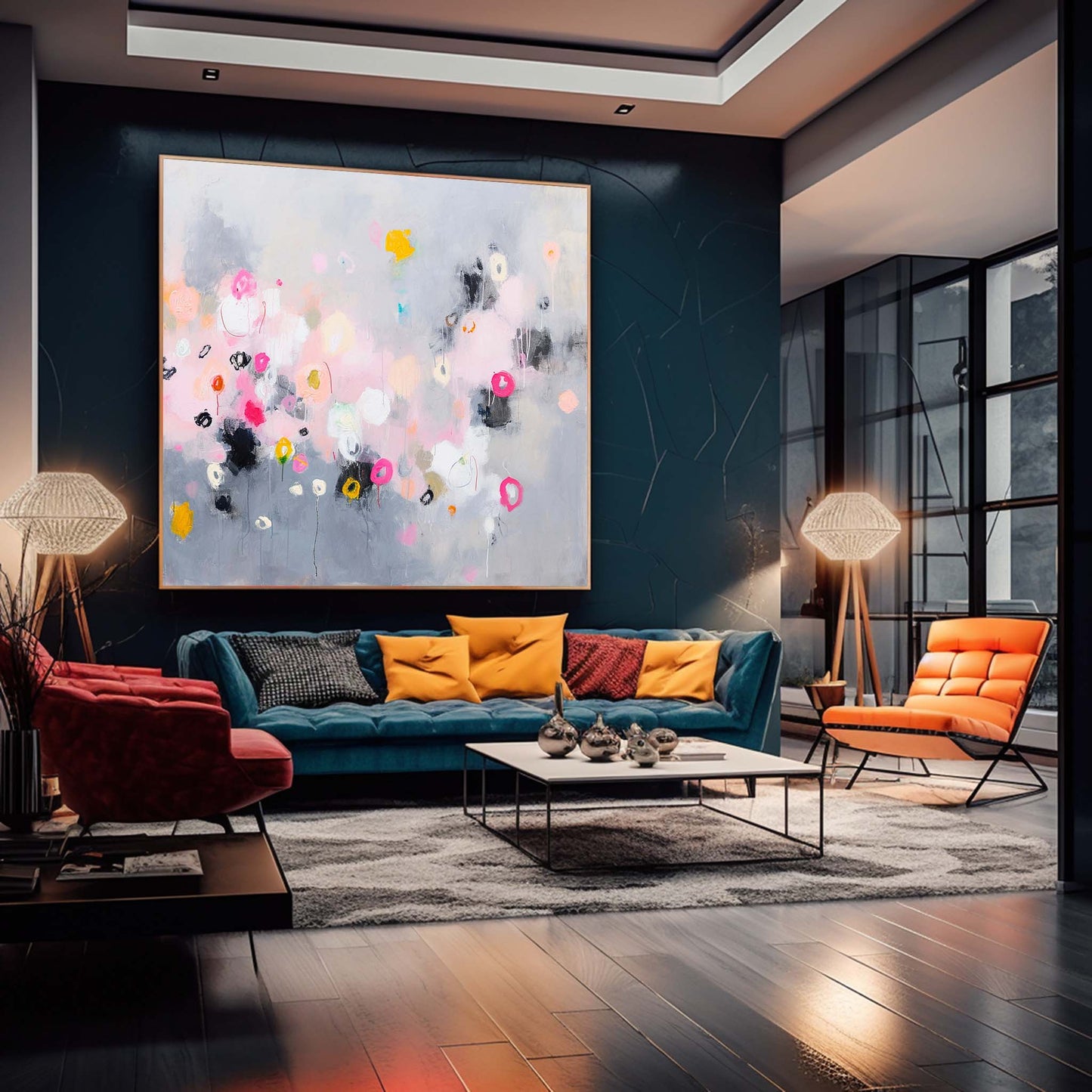 Vibrant Abstract Floral Canvas Art for Modern Home Decor