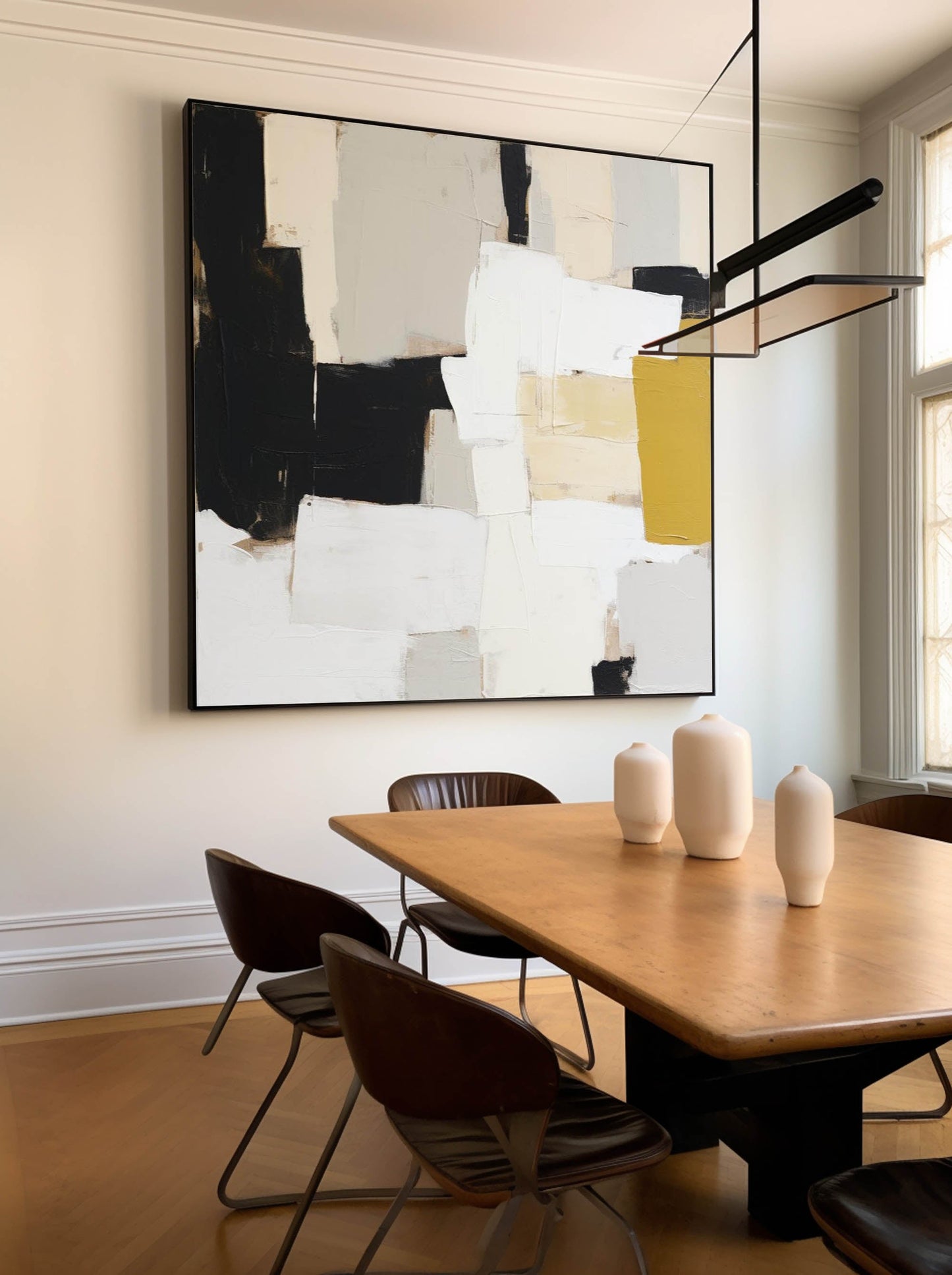 Contemporary Abstract Oil Painting with Bold Textures and Earthy Tones
