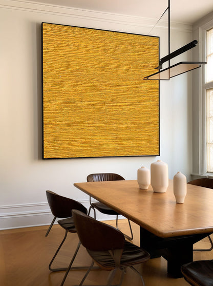 Vibrant Textured Yellow Oil Painting for Modern Minimalist Decor