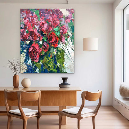 Vibrant Floral Oil Painting of Roses for Elegant Home Decor